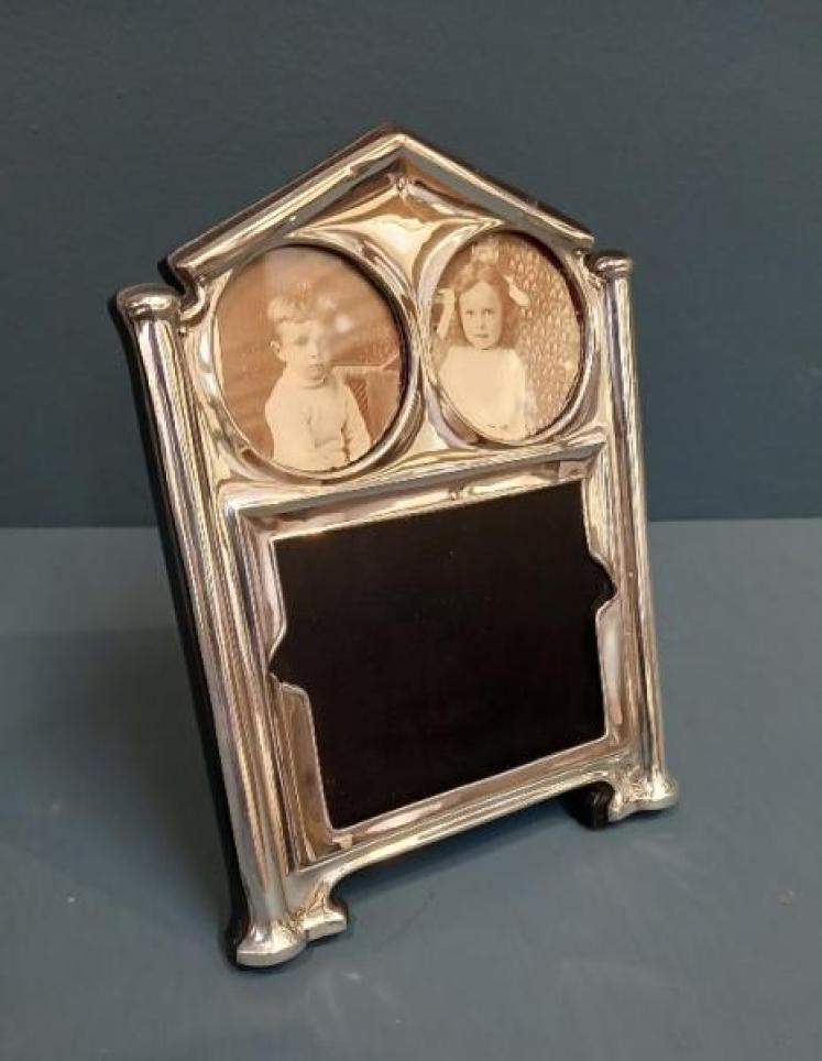 Rare Edwardian Silver Three Window Photo Frame - Image 7