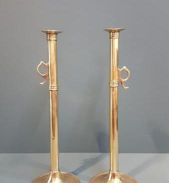 Pair of Tall George III Brass Candlesticks