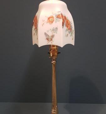 Edwardian Brass Table Lamp and Glass Shade