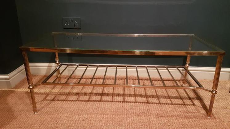 Stylish 1950's Brass and Glass Coffee Table - Image 2