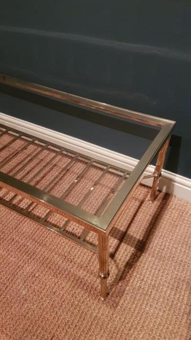 Stylish 1950's Brass and Glass Coffee Table - Image 3