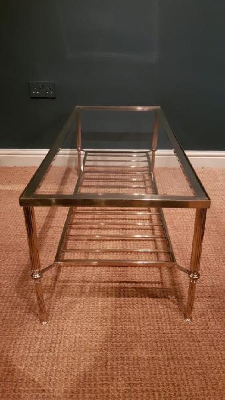 Stylish 1950's Brass and Glass Coffee Table - Image 4