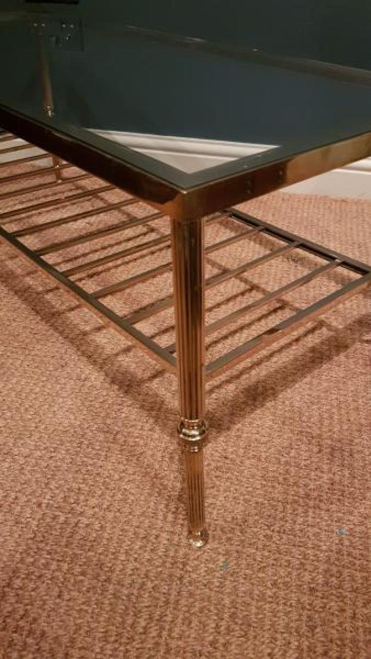 Stylish 1950's Brass and Glass Coffee Table - Image 5