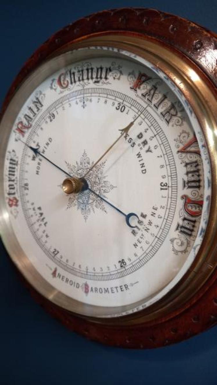 Mid Victorian 10" Porcelain Dial Aneroid Barometer - Image 2