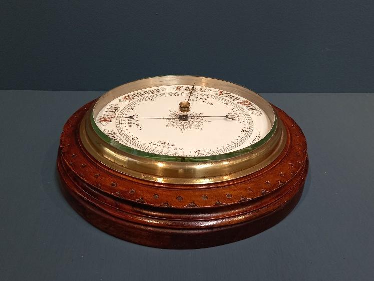 Mid Victorian 10" Porcelain Dial Aneroid Barometer - Image 5