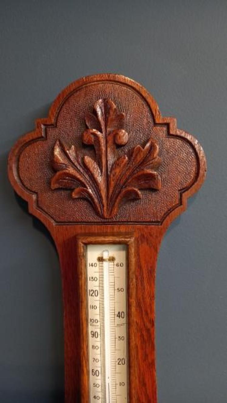 Victorian Polished Oak Porcelain Dial Banjo Barometer - Image 3