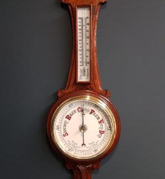 Victorian Carved Oak Banjo Barometer