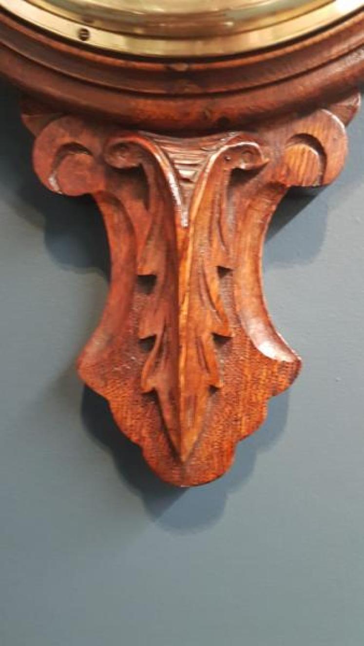 Victorian Carved Oak Banjo Barometer - Image 4