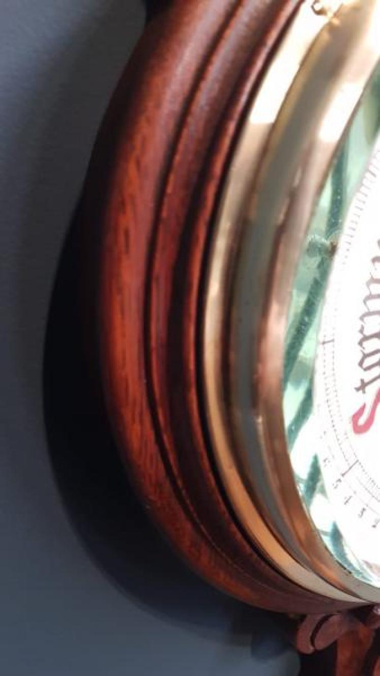 Victorian Carved Oak Banjo Barometer - Image 7