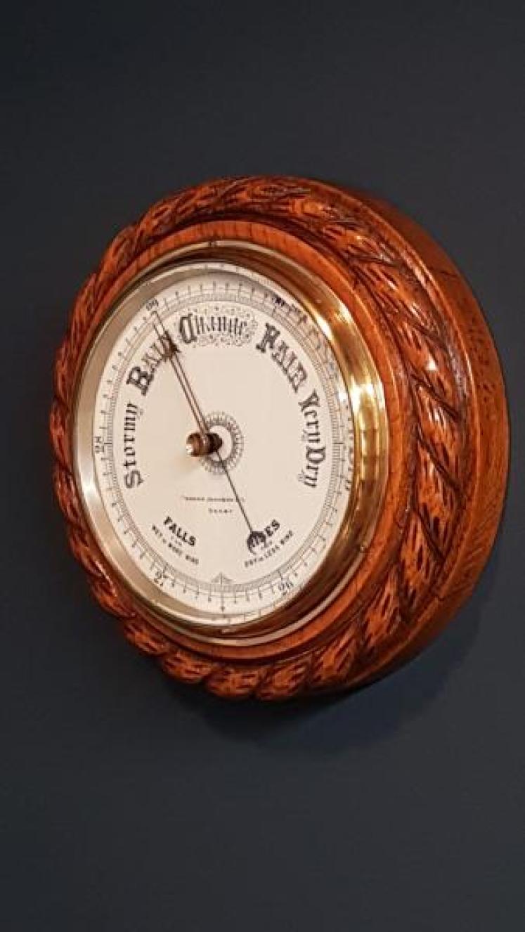 Victorian Oak Ships Barometer - Image 2