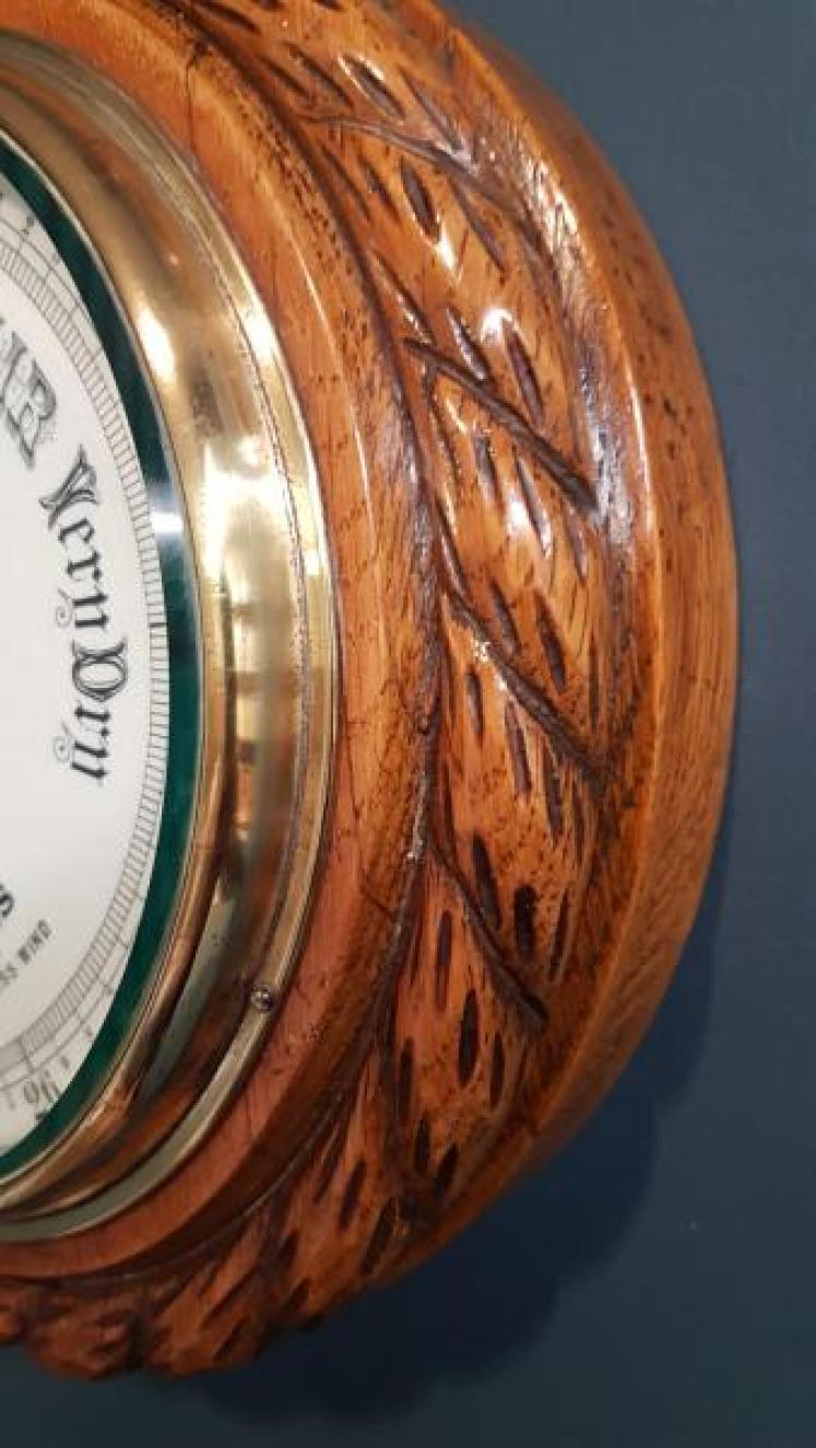 Victorian Oak Ships Barometer - Image 4
