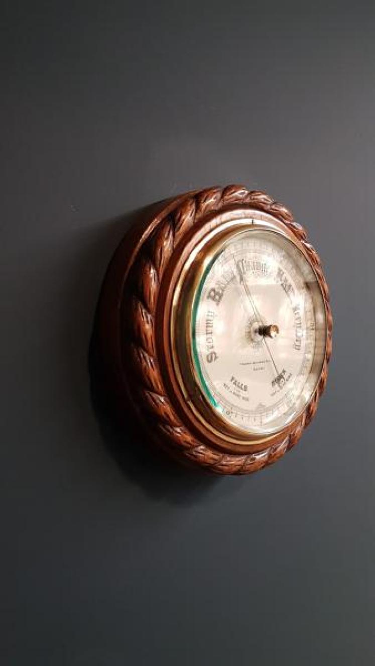 Victorian Oak Ships Barometer - Image 5