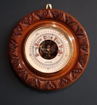 Victorian Walnut Skeletonised 10" Aneroid Barometer
