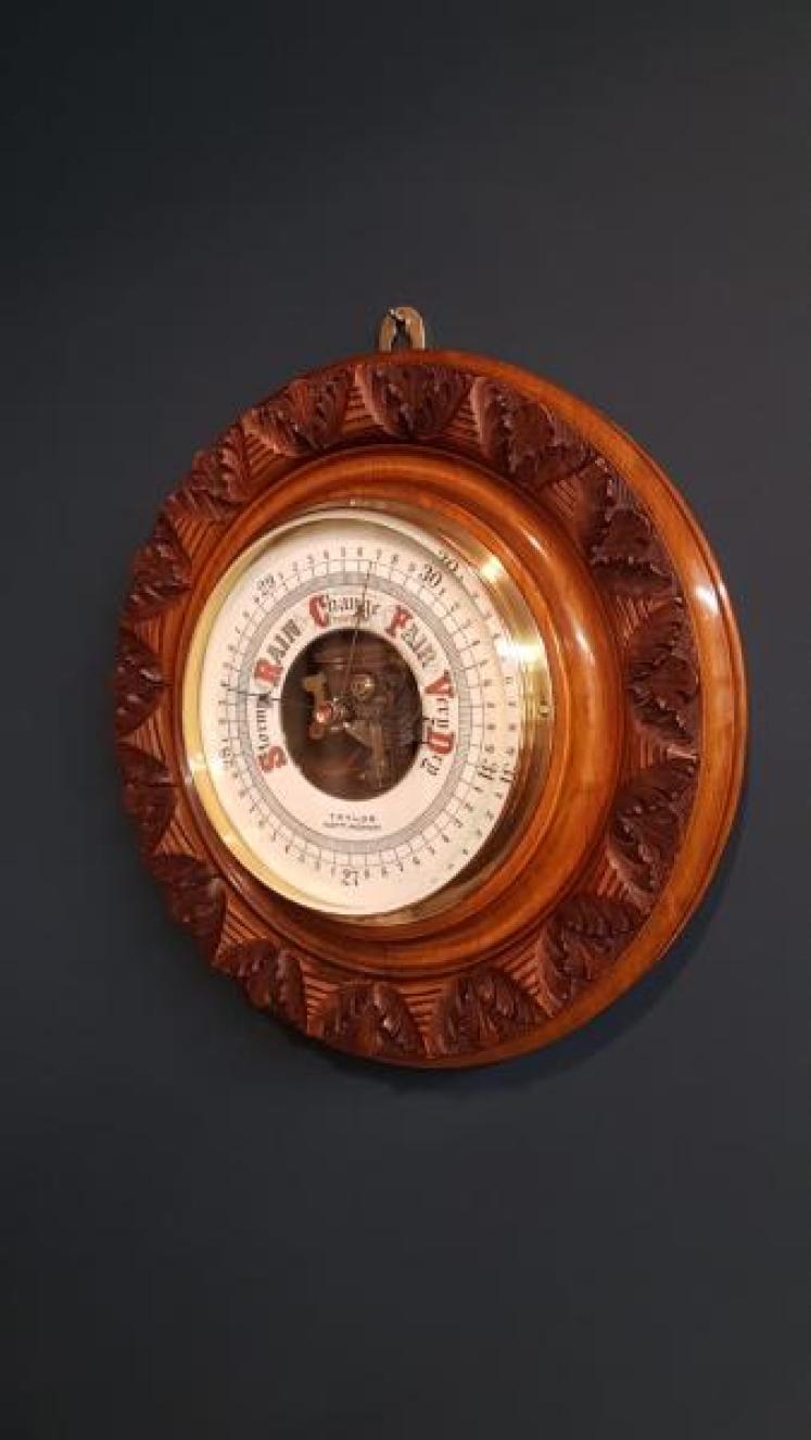 Victorian Walnut Skeletonised 10" Aneroid Barometer - Image 2