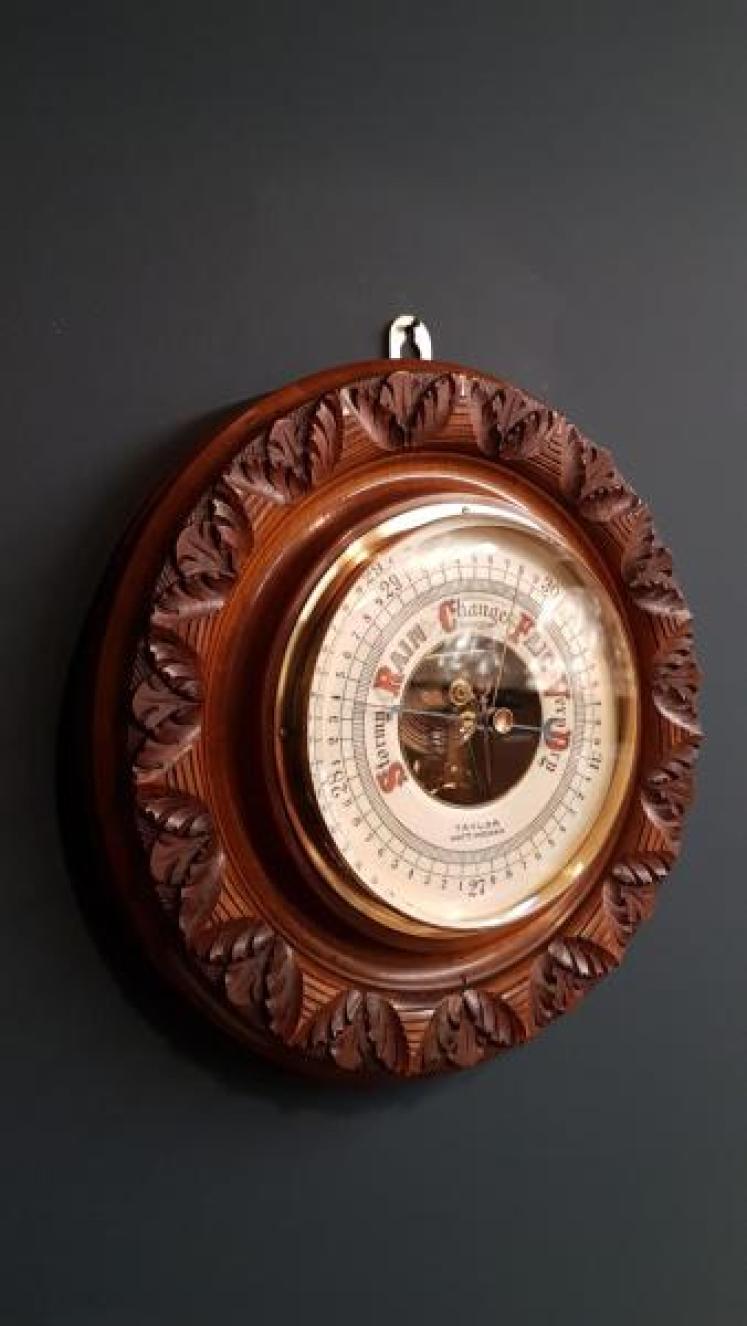 Victorian Walnut Skeletonised 10" Aneroid Barometer - Image 5