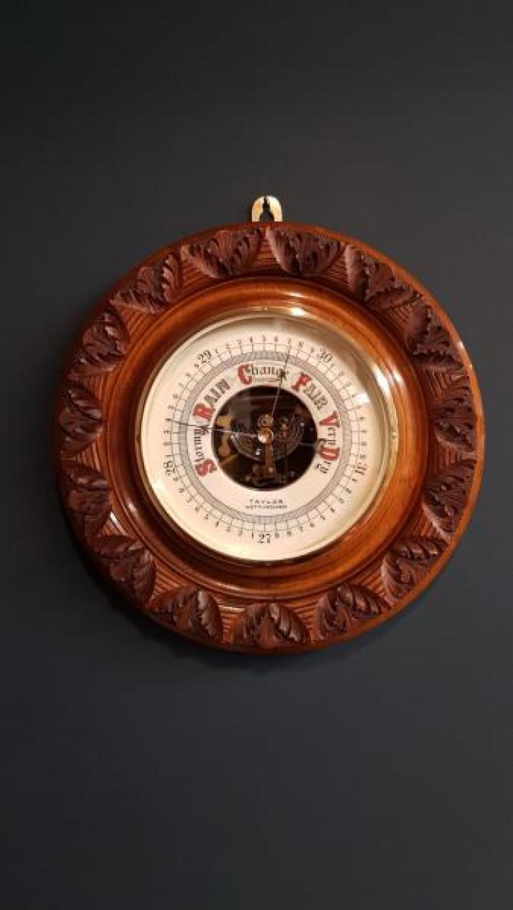 Victorian Walnut Skeletonised 10" Aneroid Barometer - Image 6