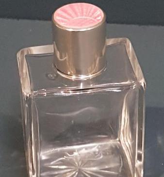 Engine Turned Pink Enamel and Silver Scent Bottle