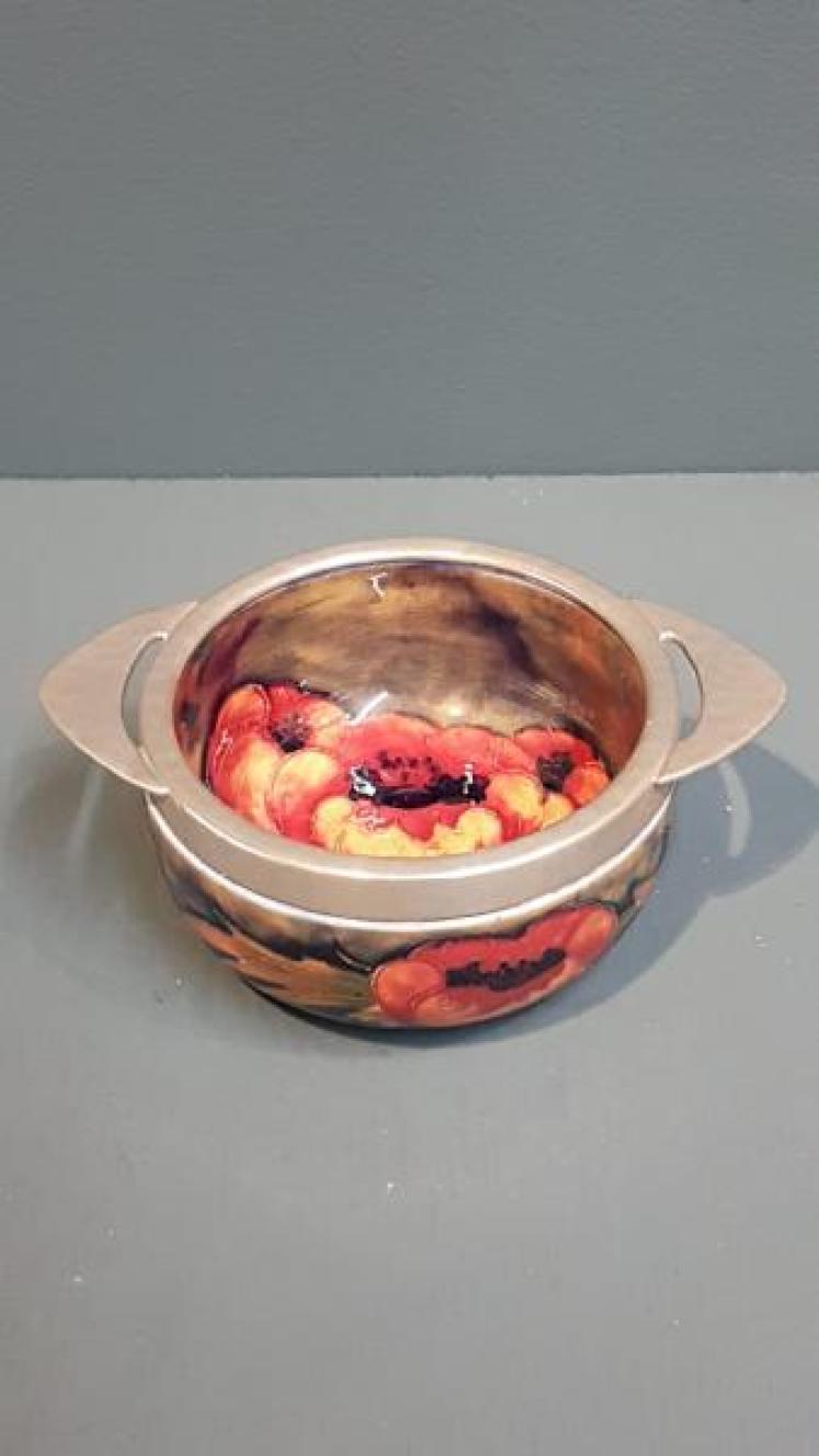 Moorcroft Big Poppy Pewter Mounted Dish - Image 1