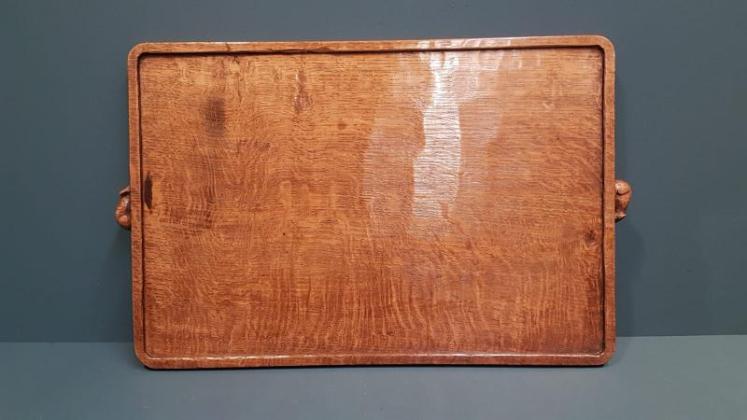 Superb 1940's Mouseman Oak Tray - Image 1