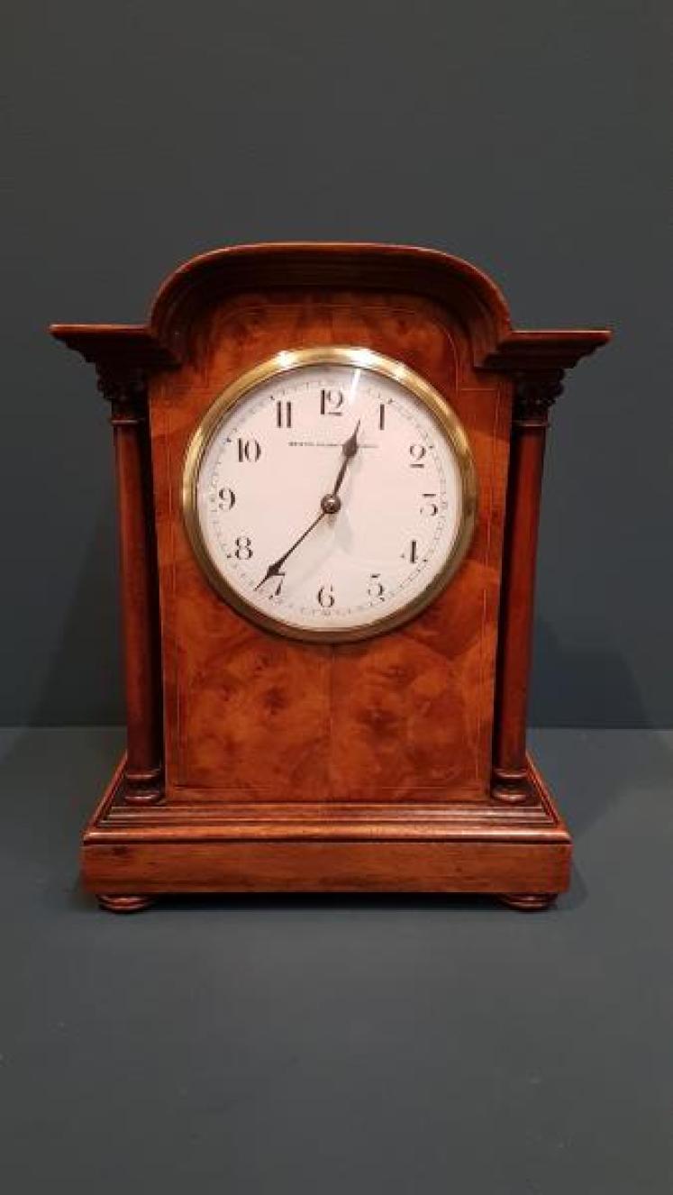 Victorian Burr Walnut Inlaid Mantel Clock - Image 1