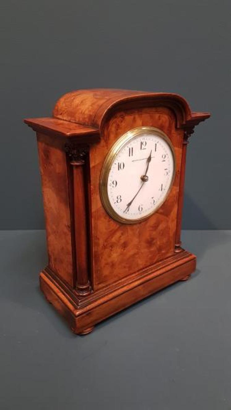 Victorian Burr Walnut Inlaid Mantel Clock - Image 5