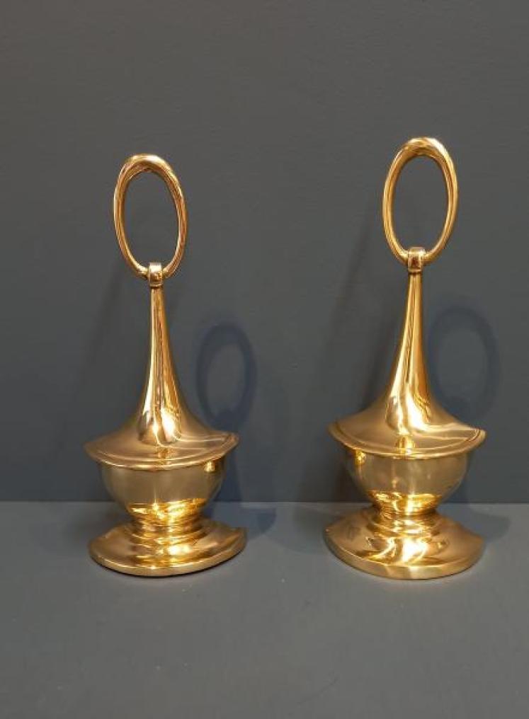 Pair of Regency Period Brass Door Stops - Image 1