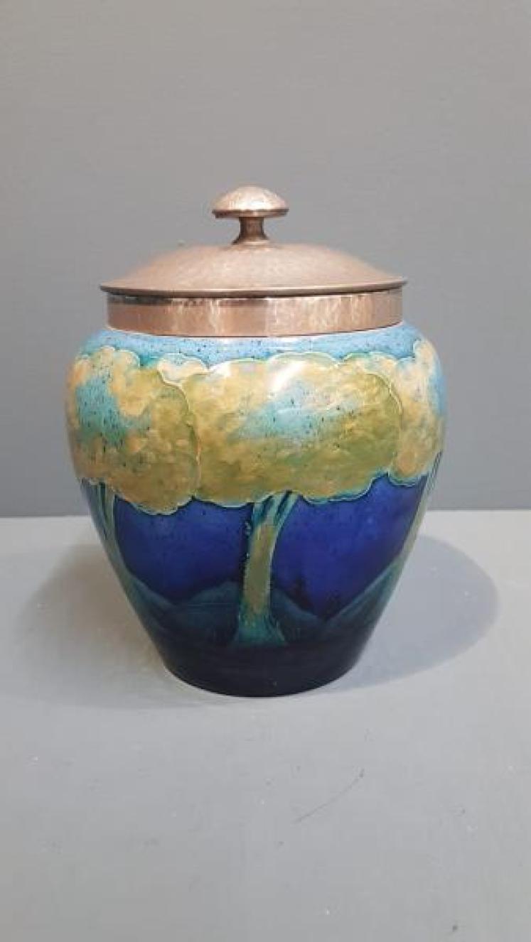 Moorcroft Moonlit Blue Pewter Top Biscuit Jar - Image 1