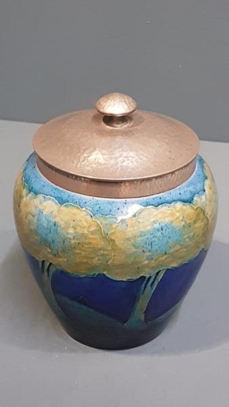 Moorcroft Moonlit Blue Pewter Top Biscuit Jar - Image 2