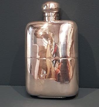 Superb Edwardian Silver Hip Flask and Cup