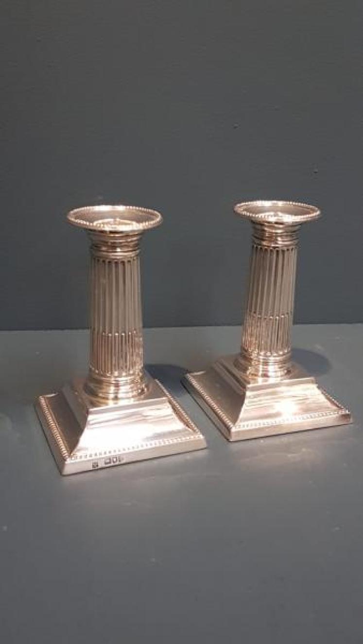  Pair of Victorian Silver Candlesticks - Image 1