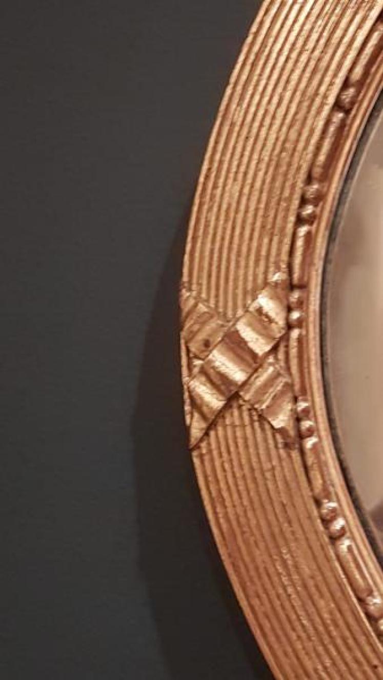 Edwardian Timber Gilt Oval Mirror  - Image 5