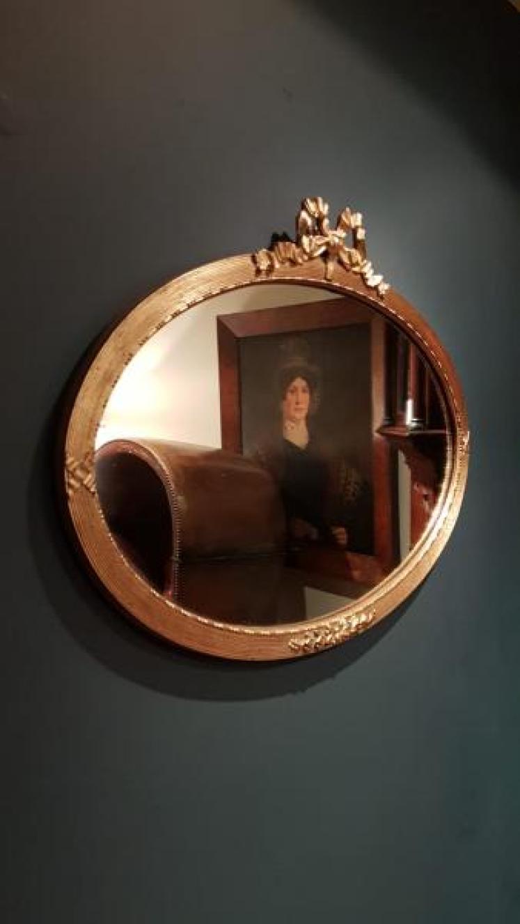 Edwardian Timber Gilt Oval Mirror  - Image 6
