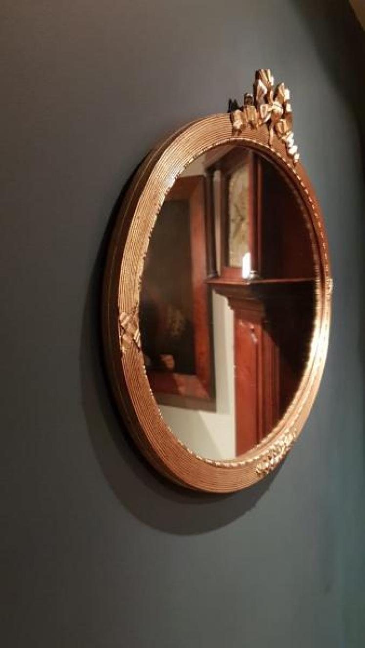 Edwardian Timber Gilt Oval Mirror  - Image 7