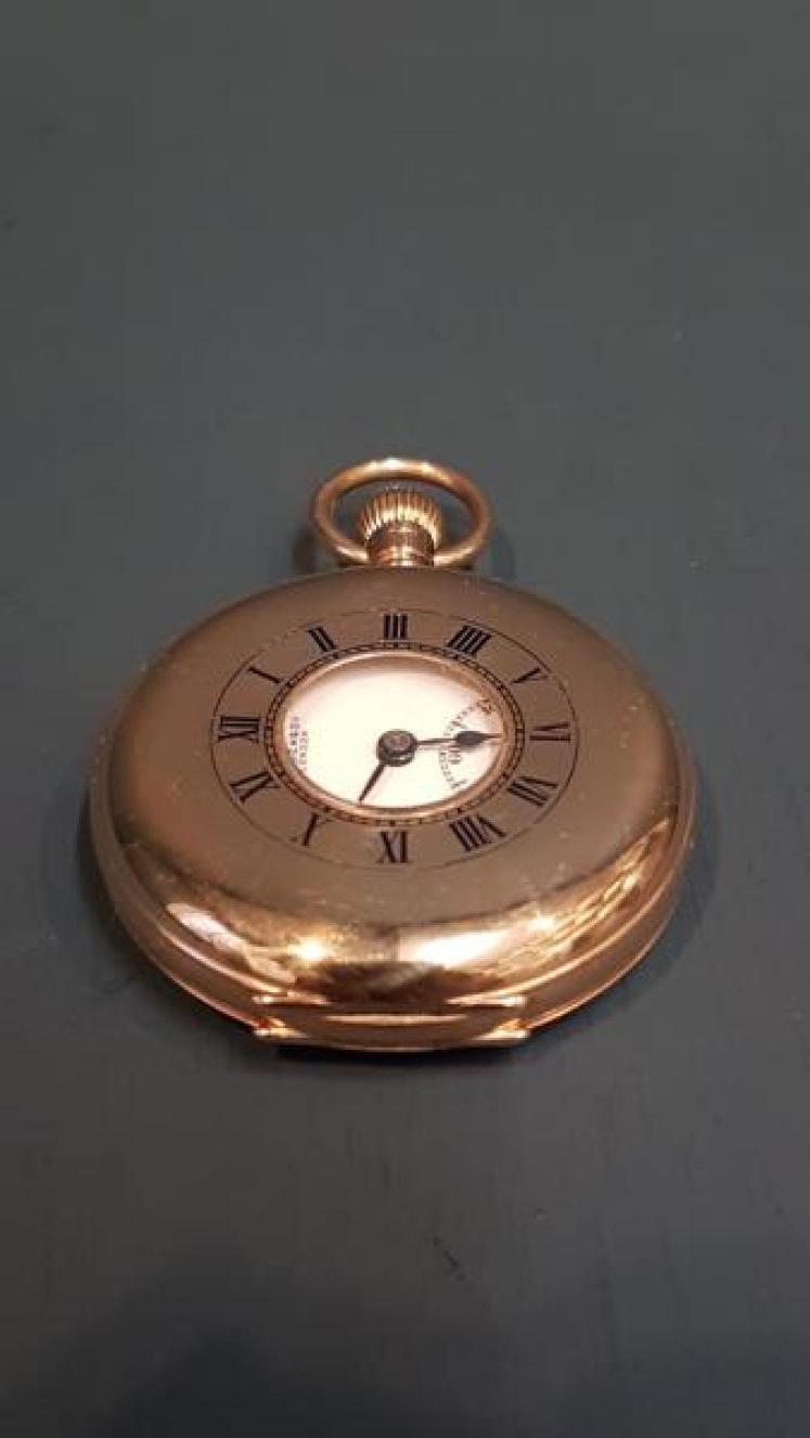 Benson Half Hunter 9ct Gold Pocket Watch - Image 1