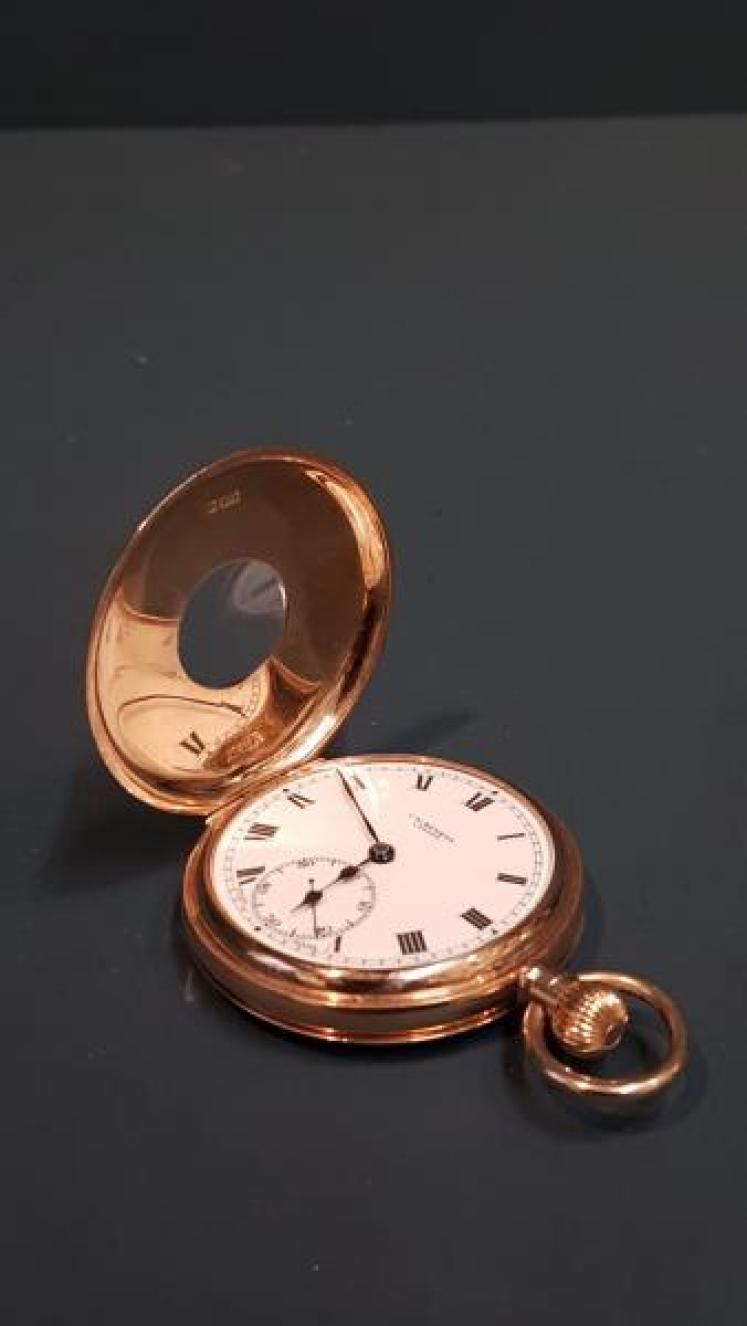 Benson Half Hunter 9ct Gold Pocket Watch - Image 7