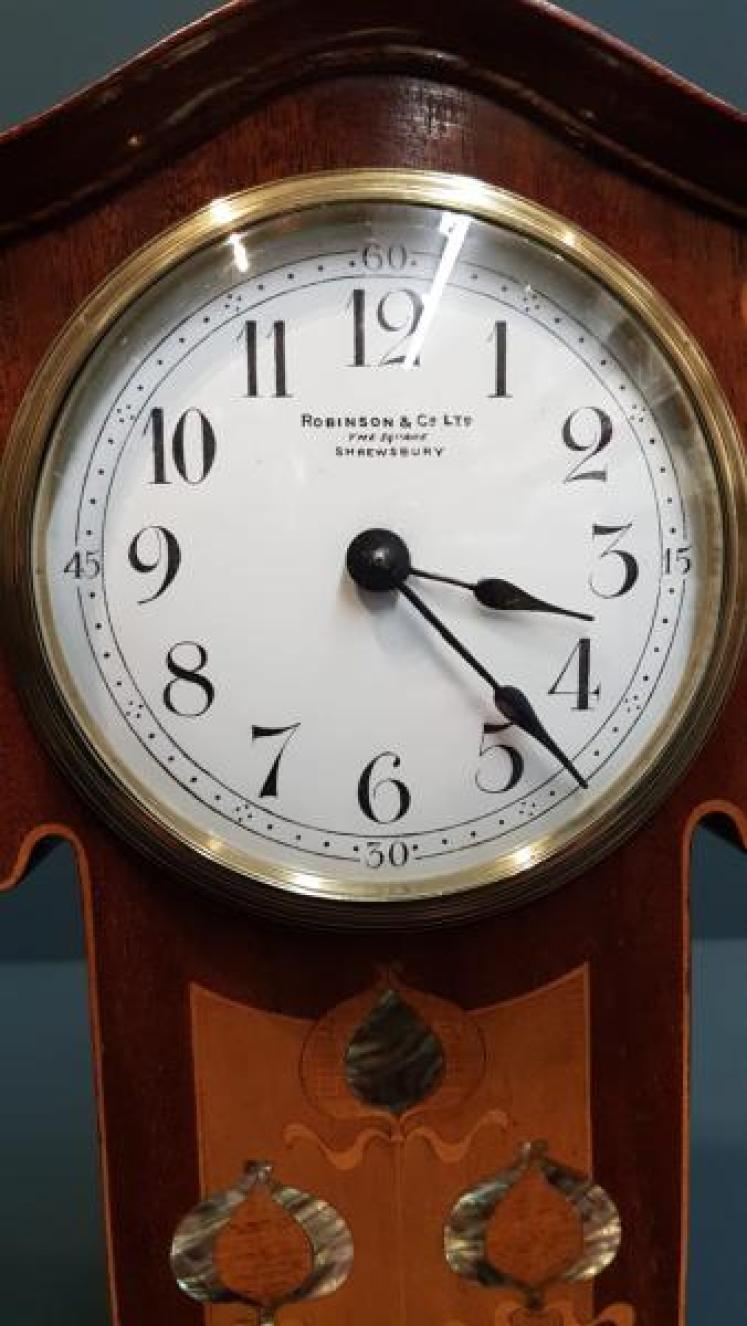 Fine Quality Art Nouveau Inlaid Mantel Clock - Image 5