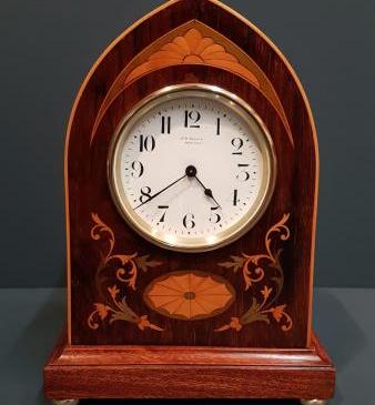 Edwardian Inlaid Rosewood Mantel Clock