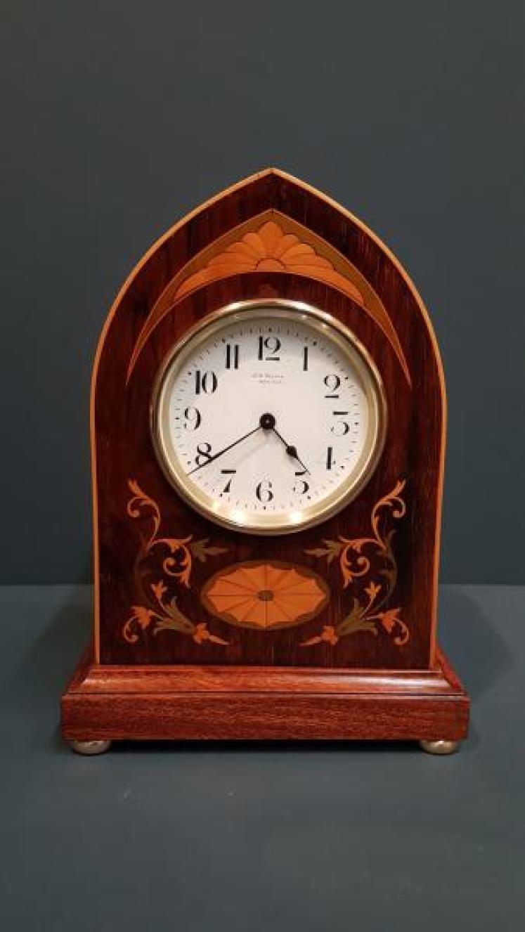 Edwardian Inlaid Rosewood Mantel Clock - Image 1