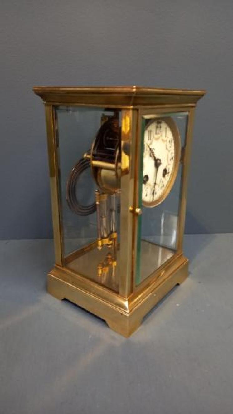 Small Victorian Brass 'Four Glass' Mantel Clock - Image 6