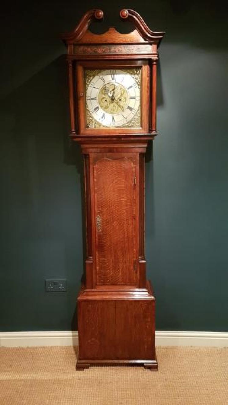 Fine Quality George III Oak 8 Day Brass Dial Longcase Clock - Image 1
