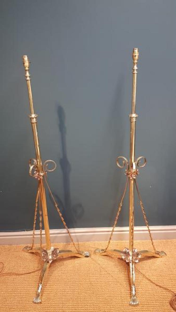 Matching Pair of Victorian Brass Lamp Standards - Image 1