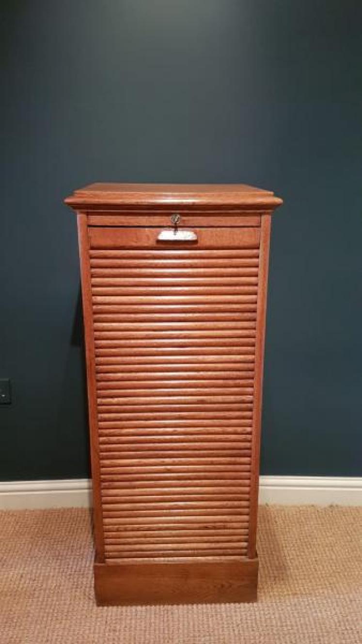 Edwardian Oak Sign Written File Cabinet - Image 4