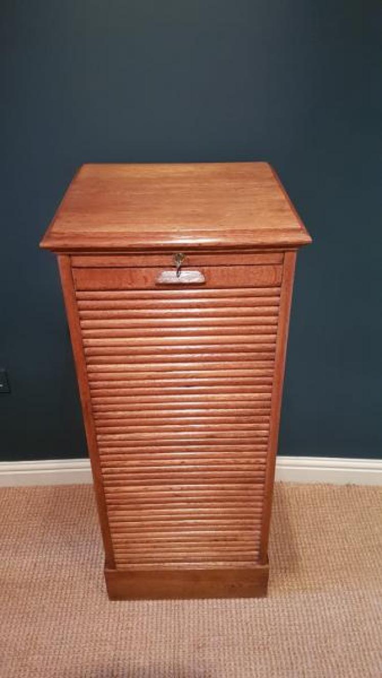 Edwardian Oak Sign Written File Cabinet - Image 6