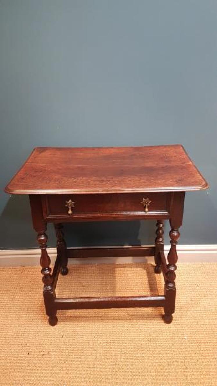 George II Oak Single Drawer Side Table - Image 2