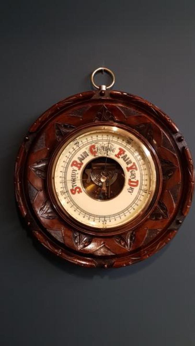 Victorian Walnut 12" Skeletonised Barometer - Image 1