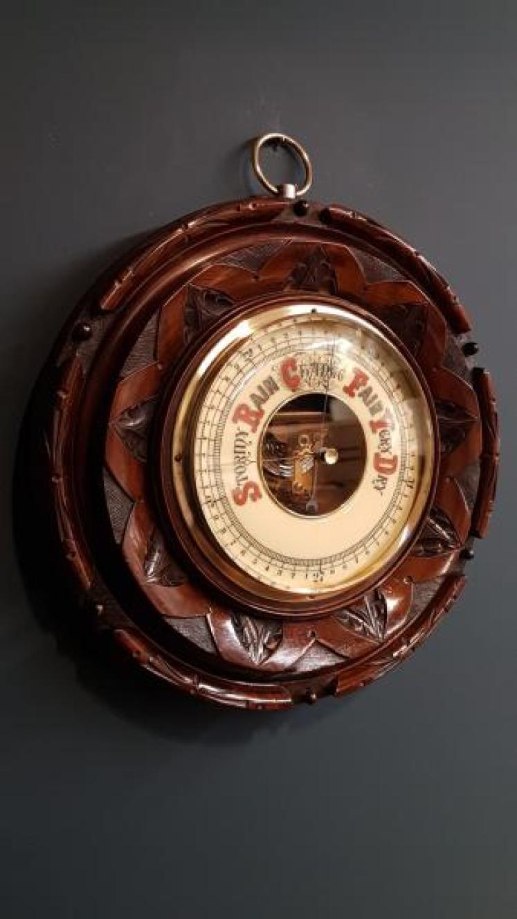 Victorian Walnut 12" Skeletonised Barometer - Image 3