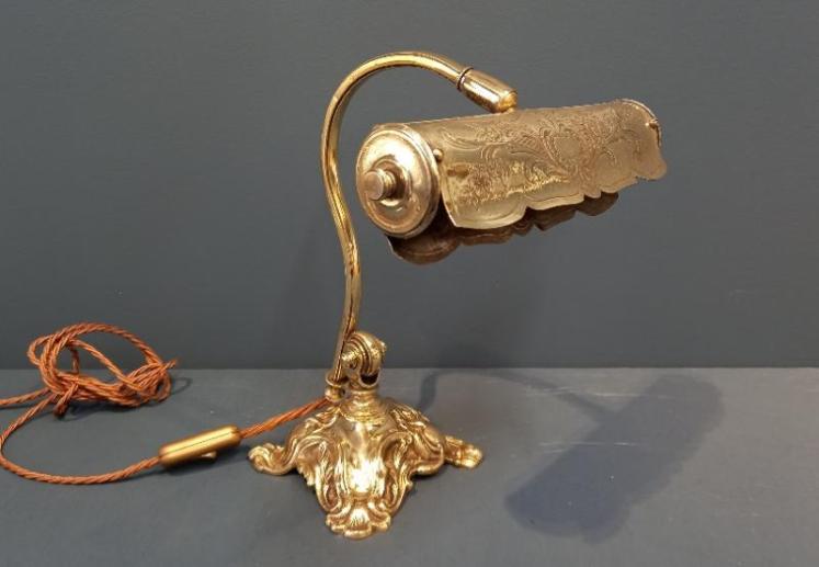 Victorian Cast Brass Adjustable Desk Lamp - Image 1