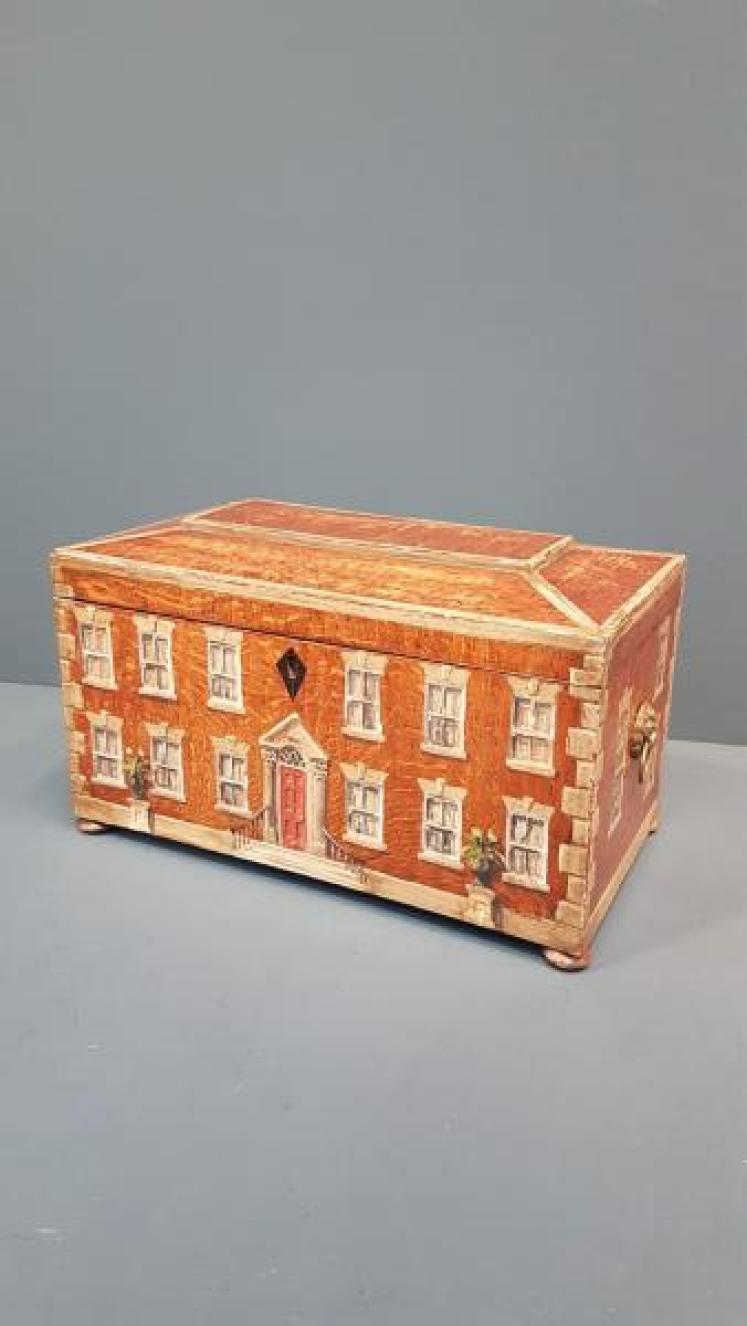 George III Oak Tea Caddy - Image 1