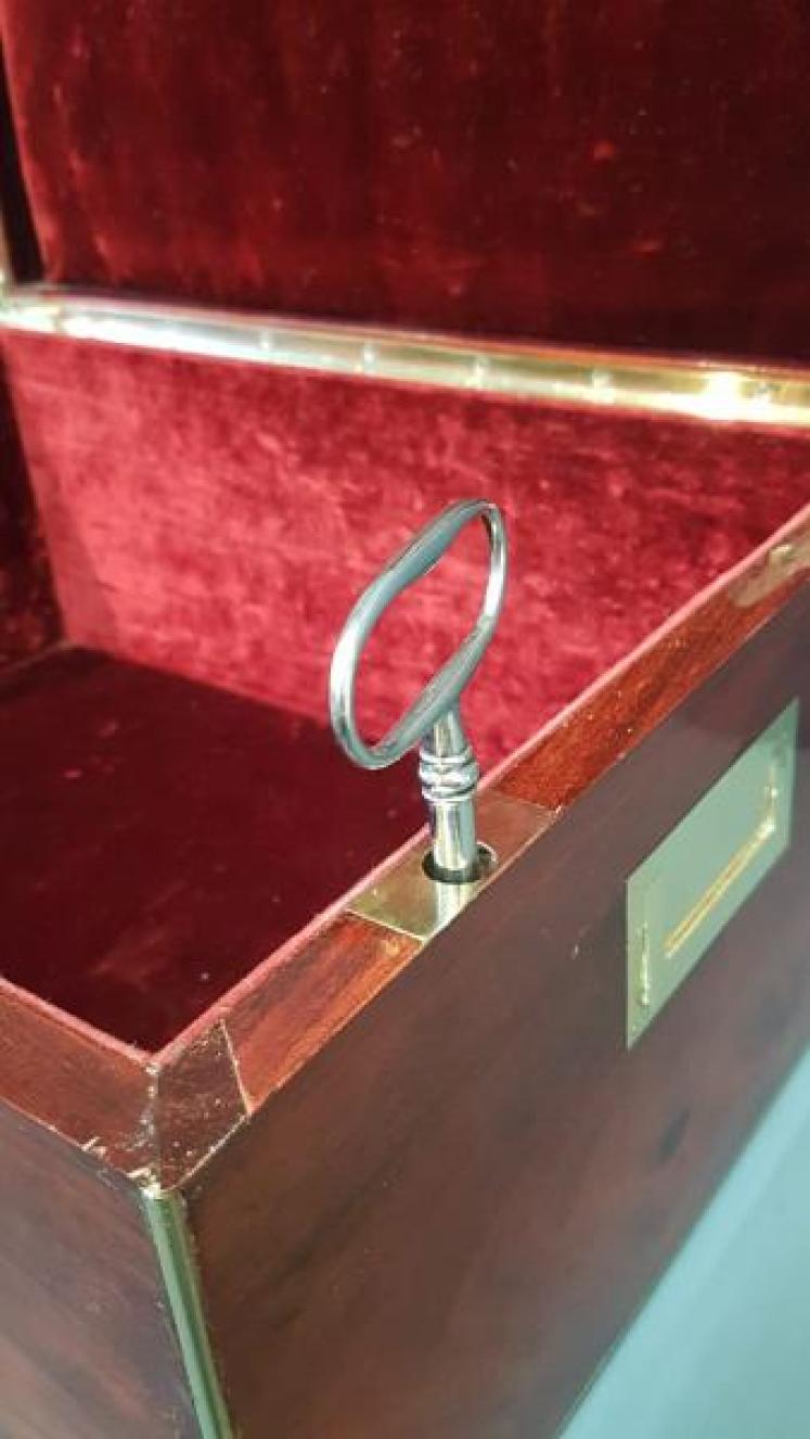 Early Victorian Brass Bound Mahogany Deeds Box - Image 6