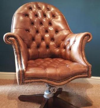 Leather Button Back Revolving Chair